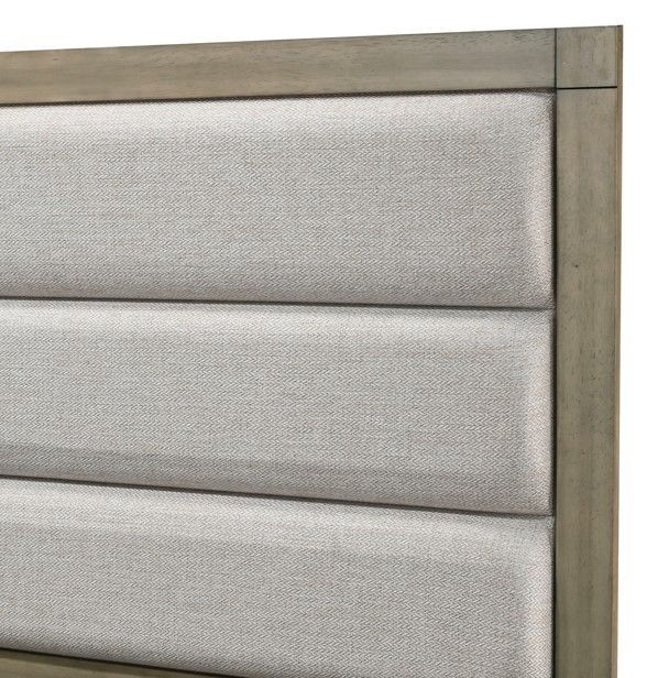 Crown Mark Matteo Beige/Weathered Gray Youth Full Upholstered Panel Bed-3