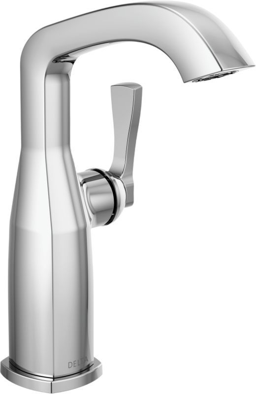 Delta Stryke® Lumicoat® Chrome Single Lever Handle Mid-Height Bathroom Faucet-0