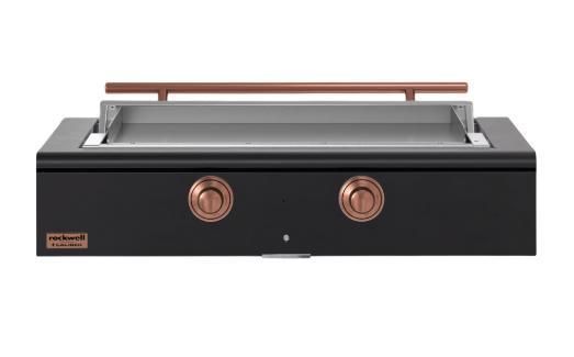 Caliber™ Rockwell Social 48" Matte Black Built-In Natural Gas Outdoor Griddle with Copper Hardware-0