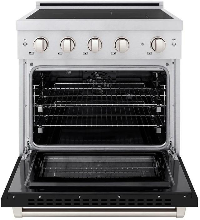 ZLINE Paramount  30" Satin Stainless Steel Pro Style Induction Range with Black Matte Door-1