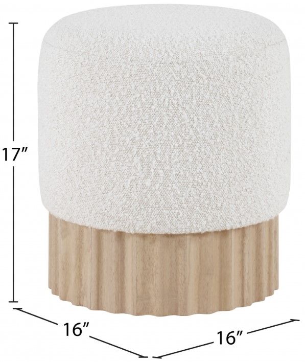 Meridian Furniture Veranda Cream/Natural Boucle Fabric Ottoman-2