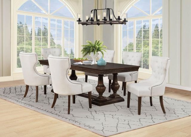 Coaster® Ridgewell 7-Piece Cream/Dark Oak Trestle Dining Set-1