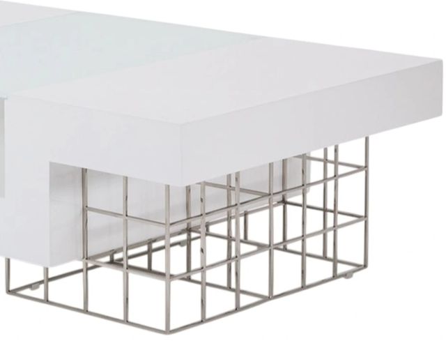 Michael Amini® Trance™ Geo White Cocktail Table with Beige Base-1