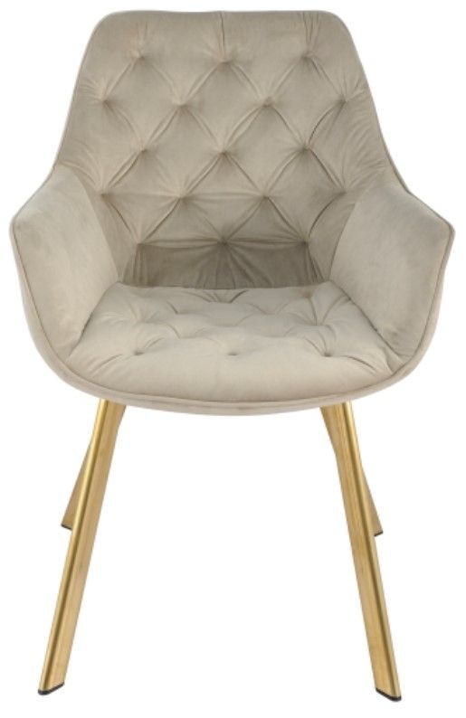 Mazin Furniture Ayami Beige/Gold Dining Arm Chair -1