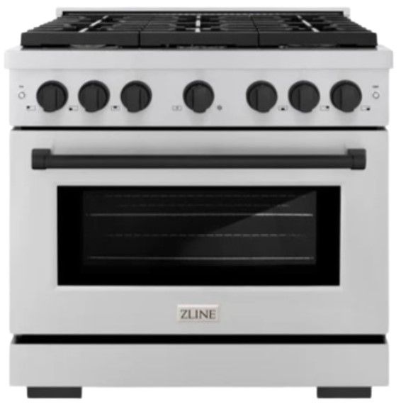 ZLINE Autograph Edition 36" Stainless Steel Pro Style Gas Range with 6 Burner Cooktop and Matte Black Accents-0