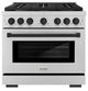 ZLINE Autograph Edition 36" Stainless Steel Pro Style Gas Range with 6 Burner Cooktop and Matte Black Accents-0