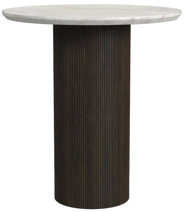 Elements International Sylvie White End Table with Dark Brown Base-0