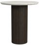 Elements International Sylvie White End Table with Dark Brown Base-0