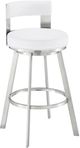 Armen Living Flynn Brushed Stainless Steel/White Swivel Counter Stool-0