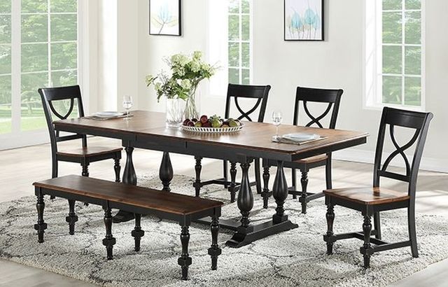 Winners Only® Torrance Brown Top Trestle Dining Table with Ebony Base-1