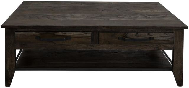 International Furniture Direct Teak Stained Dark Cocktail Table-3