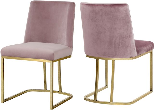 Meridian Furniture Heidi Pink/Gold Velvet Dining Chair-3