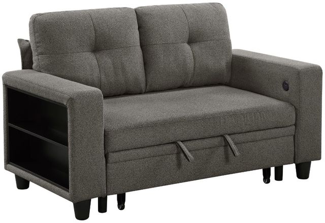 Homelegance® Robinson Dark Brown Loveseat with Pull-Out Bed, Shelves, and Charging Ports-0