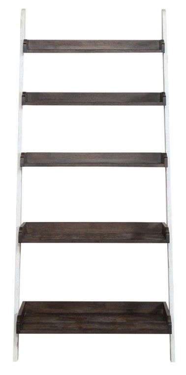 Liberty Furniture Farmhouse Brown/White Leaning Bookcase-2