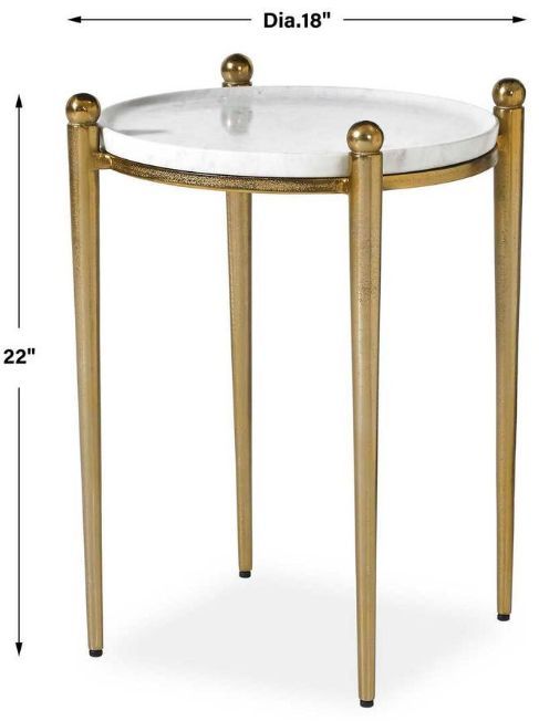 Uttermost® Nahunta White Accent Table with Antique Brass Base-2