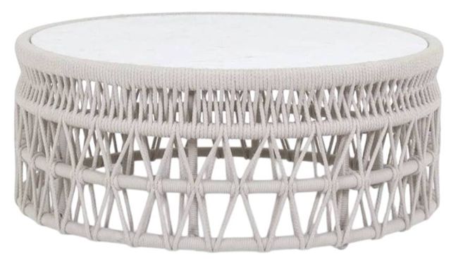Sunset West Dana Natural Marble/Natural Fibers Outdoor Coffee Table-0