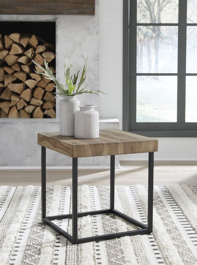Signature Design by Ashley® Bellwick Natural End Table with Black Metal Base-4