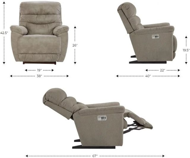 La-Z-Boy® Joshua Pebble Power Rocking Recliner with Headrest and Lumbar-2