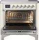Ilve® Majestic III 36" Antique White Pro Style Induction Range with Triple Glass Door and Chrome Trim-1