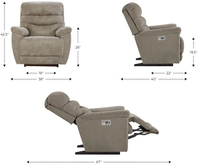 La-Z-Boy® Joshua Pebble Power Rocking Recliner with Headrest-2