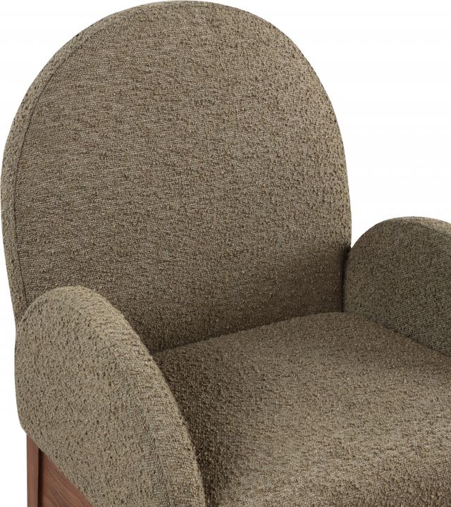 Meridian Furniture Waldorf Olive/Brown Boucle Upholstered Dining Arm Chair-3