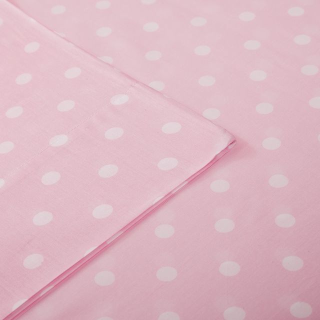Olliix by Mi Zone Pink Twin Polka Dot Printed 100% Cotton Sheet Set-0