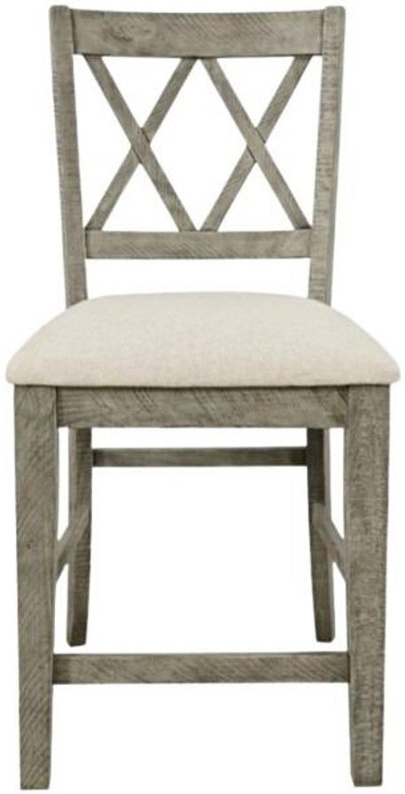 Jofran Inc. Telluride Beige/Driftwood Double X-Back Counter Stool-3