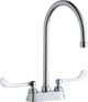 Elkay Chrome 4" Centerset Exposed Deck Faucet with 8" Gooseneck Spout and 6" Wristblade Handles-0