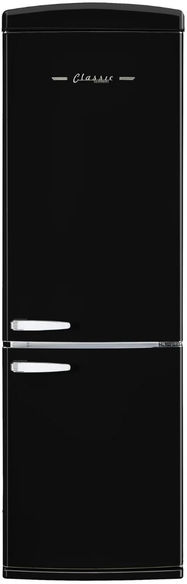 Unique® Appliances Classic Retro 24" 11.7 Cu. Ft. Midnight Black Counter Depth Bottom Freezer Refrigerator-0