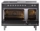 Ilve® Nostalgie II Noblesse 48'' Graphite Matte Pro Style Dual Fuel Range with Chrome Trim-2