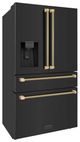 ZLINE Autograph Edition 36" 21.6 Cu. Ft. Black Stainless Steel Counter-Depth French Door Refrigerator with Water and Ice Maker in Fingerprint-Resistant and Champagne Bronze Helix Handles-2
