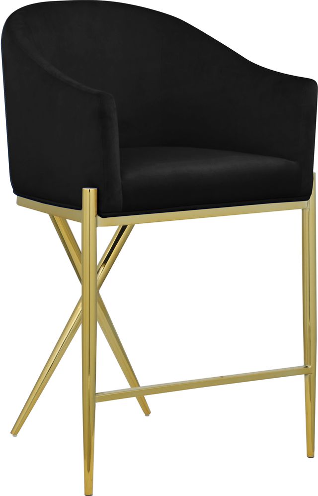 Meridian Furniture Xavier Black/Gold Velvet Counter Stool-0