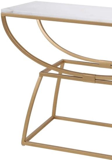 StyleCraft Norman Wyatt Gold/White Eliptical Console Table-1
