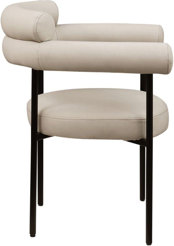 Meridian Furniture Blake Taupe/Matte Black Upholstered Dining Arm Chair-3