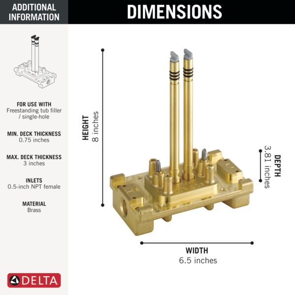 Delta Trinsic® Brass Rough with Stops Floor Mount Tub Filler-1