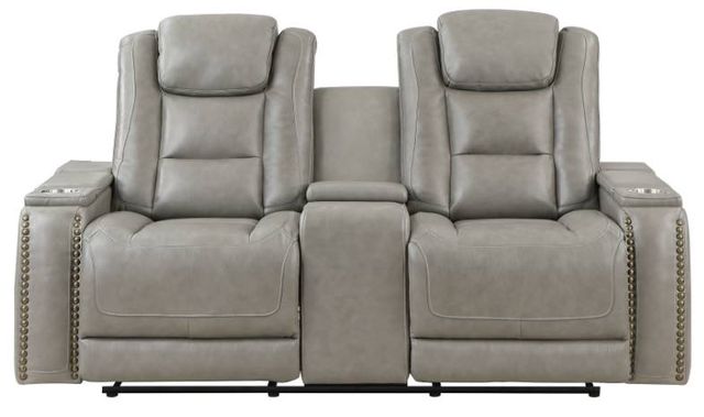 New Classic® Home Furnishings Breckenridge Light Gray Dual Manual Reclining Loveseat-1