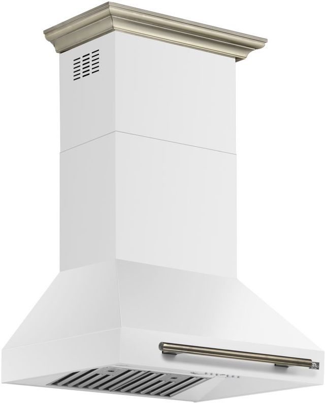 FORNO® Aria Series Alta Qualita 30" White Wall Mounted Range Hood  -1