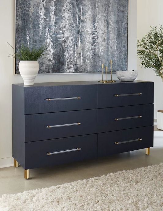 Modus Furniture Argento Burnished Brass/Navy Blue Dresser-1