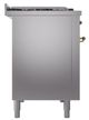 Ilve® Nostalgie II Noblesse 48'' Stainless Steel Pro Style Dual Fuel Range with Brass Trim-2