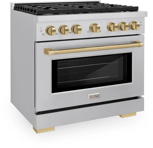 ZLINE Autograph Edition Paramount 36" Stainless Steel Pro Style Dual Fuel Range with Champagne Bronze Accents-2