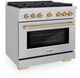 ZLINE Autograph Edition Paramount 36" Stainless Steel Pro Style Dual Fuel Range with Champagne Bronze Accents-2