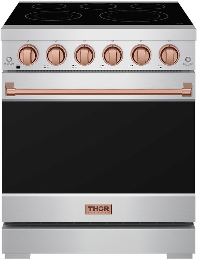 Thor Kitchen Gordon Ramsay Series 30" Stainless Steel Pro Style Electric Range with Precision Knob Control & Rose Gold Hardware-0