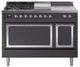 Ilve® Nostalgie II Noblesse 48'' Graphite Matte Pro Style Dual Fuel Range with Chrome Trim-0