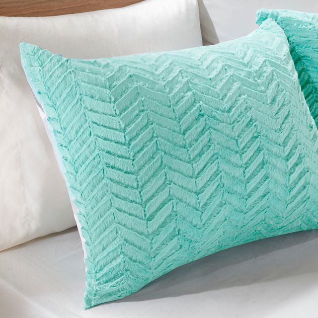 Olliix by Intelligent Design Ellie Aqua King Reversible Comforter Mini Set-2