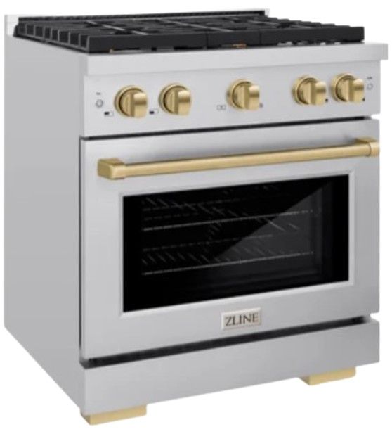 ZLINE Autograph Edition 30" Stainless Steel Pro Style Gas Range with 4 Burner Cooktop-3