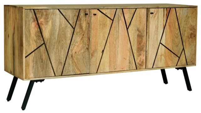 Jaipur Furniture Amar Brown 3-Door Sideboard with Iron Base-0
