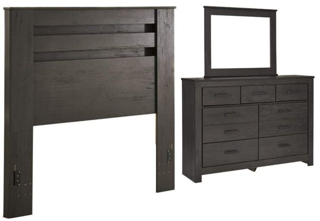 Signature Design by Ashley® Brinxton 3-Piece Charcoal Full Panel Headboard Bed Set-0
