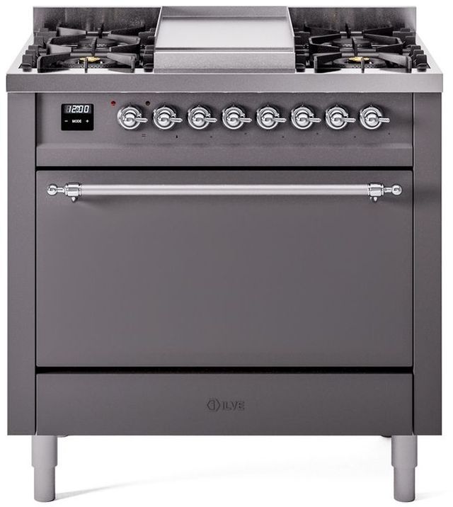 Ilve® Nostalgie II Series 36" Graphite Matte Pro Style Dual Fuel Range-0