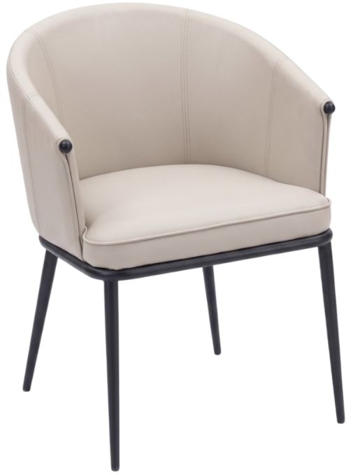 Cramco Lois Pearl/Matte Black Dining Arm Chair-0