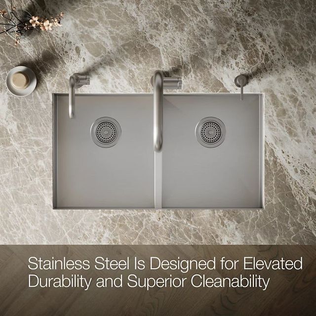 KOHLER® Vault™ Stainless Steel 32" Undermount Double Equal-Bowl Kitchen Sink-4